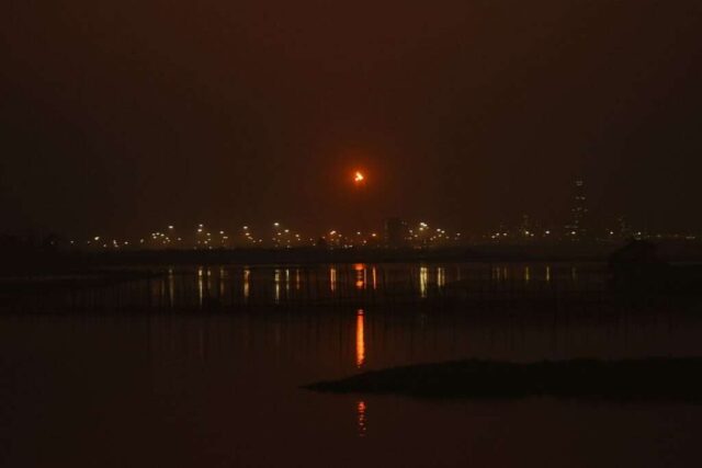 body of water during night time
