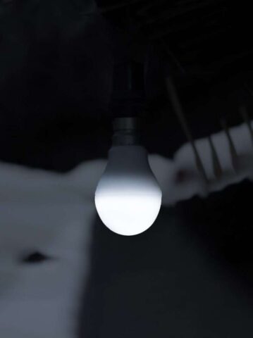 Photo by Cocodillaa.com a close up of a light bulb in a dark room