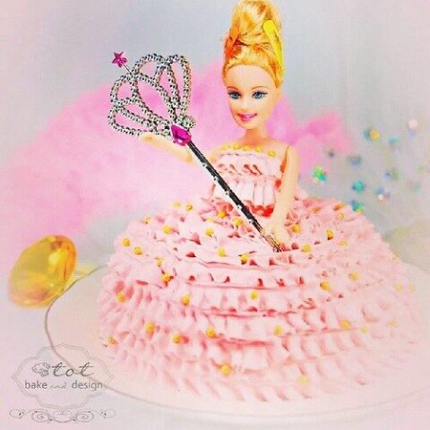 #pink #barbie #princess #themed #cake for my #daughter #celebrating #her #2nd #birthday