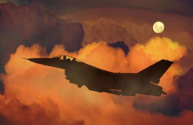 airplane, jet, fighter, f-16, night sky, moon, clouds, aircraft, military, war, flight, aviation, transport, pilot, technology, silhouette, aviator, aerospace, fly, army, nature, aerial, digital manipulation, photo art