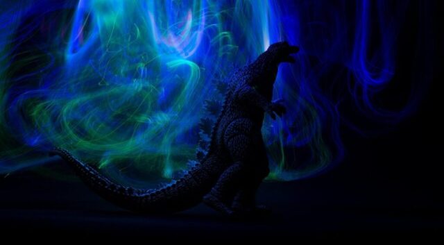 Photo by cocodillaa.com godzilla, toy, freezelight, figurine, monster, lights, silhouette, giant, mutant, lizard, kaiju, daikiju, prehistoric, shine, dark, light, cartoon, the character, comic character, frame, glow, godzilla, godzilla, godzilla, godzilla, godzilla