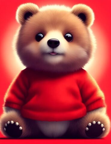 Photo by Cocodillaa.com ai generated, bear, brown bear, teddy, teddy bear, toy, cute, fluffy, red
