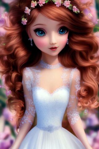 ai generated, bride, white dress, barbie, figure, dolls, character, big eyes, eyelash, beauty, barbie, barbie, barbie, barbie, barbie