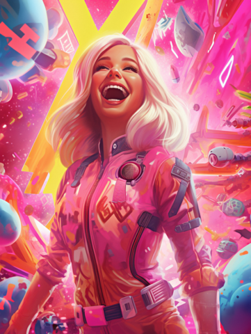 ai generated, woman, barbie, doll, girl, lady, vibrant, blonde, universe, cartoon, portrait, barbie, barbie, barbie, barbie, barbie