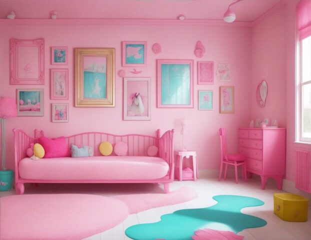 ai generated, children's room, pink, barbie, girls room, boy's room, room, furniture, interior design, interior decoration, barbie, barbie, barbie, barbie, barbie, room, room, room, room, room