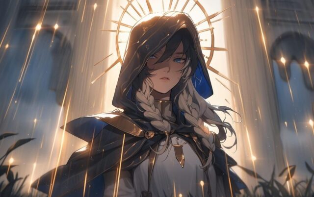 ai generated, woman, beauty, divine, light, mystic, anime, portrait