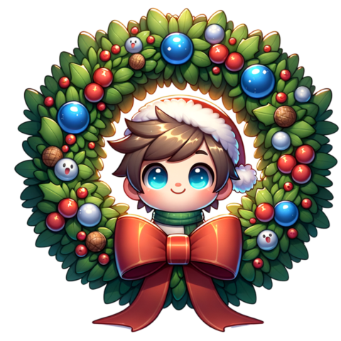 ai generated, wreath, anime, christmas
