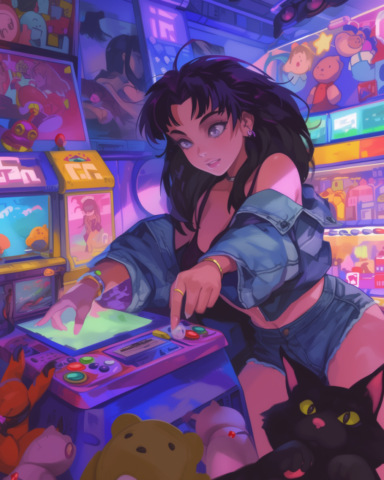 ai generated, animal, pet, girl, anime, art, game, cat