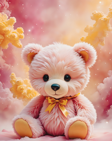 Photo by Cocodillaa.com ai generated, teddy bear, little bear, teddy, pink, yellow, abstract, cuddly toy, cute, background, teddy bear, teddy bear, teddy bear, teddy bear, teddy bear, teddy