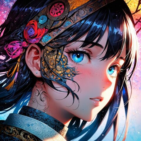 ai generated, girl, cartoon, portrait, anime, fantasy, digital art