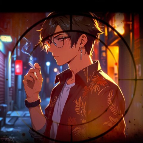 ai generated, man, sunglasses, anime, character, smoke