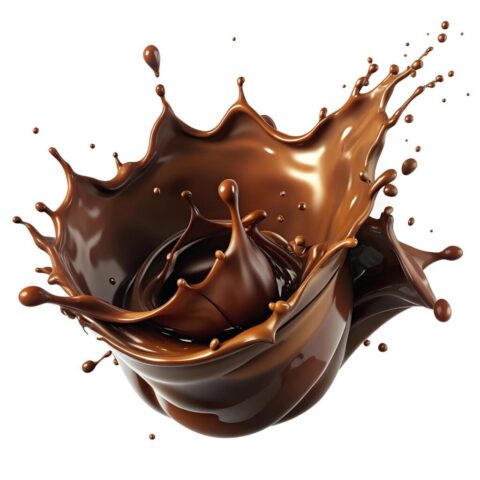 Photo by Cocodillaa.com chocolate, splash, chocolate advertising, brown, delicious, ai generated
