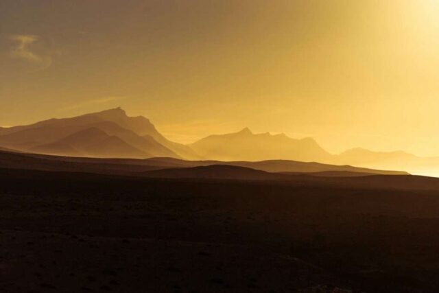 silhouette of mountain peak