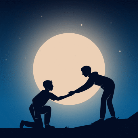 helping, others, moon, full moon, night, aesthetic, artwork, design, painting, digital art