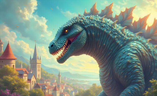 Photo by cocodillaa.com ai generated, godzilla, monster, mutant, giant, fantasy