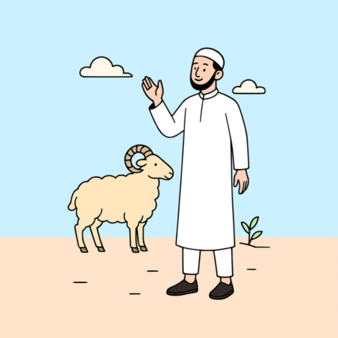 Photo by Cocodillaa.com aladha, eid, islam, muslim, sacrifice, sheep, holiday, celebration, man, nature, religion, worship, festival, animal, cartoon, male, greeting, religious tradition, observance, spirituality