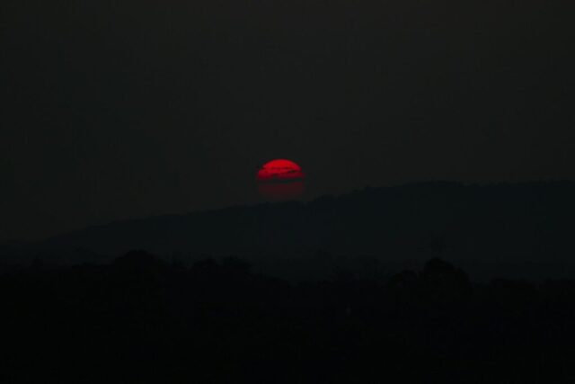 red heart with black background
