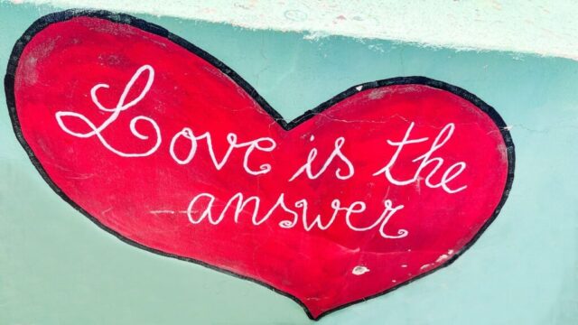 Photo by Cocodillaa.com Love is the answer, written on a heart.