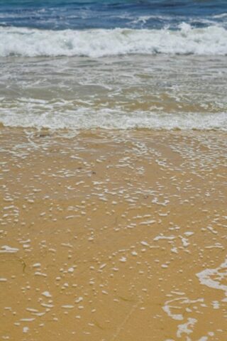 A surfboard sitting on top of a sandy beach