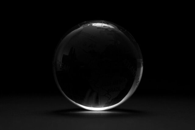 round clear ball with black background
