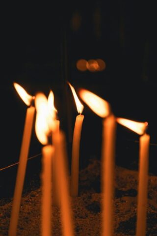 Photo by Cocodillaa.com Several lit candles glowing in the dark