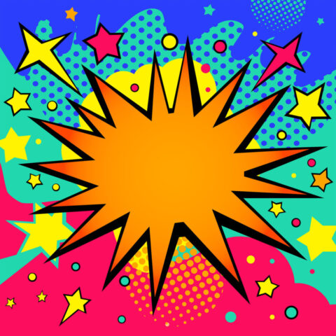 comic, starburst, retro, halftone, geometric, pixel, dot, pattern, circle, stars, abstract, flat, copyspace, border, frame, splash, starry, design, minimal, shapes, colorful, colors, cartoon