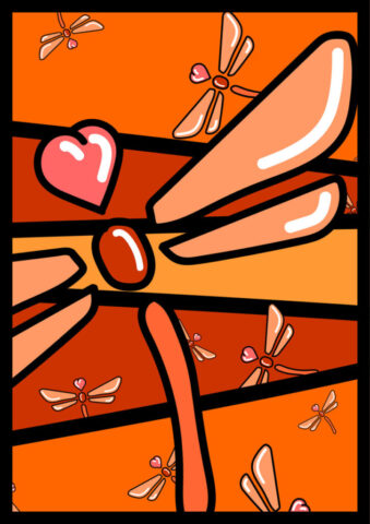mind, love, beetle, insects, dragonfly, brown, colorful, paris, nature, wild animals, wing, vivid, color, red