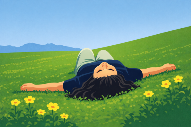 spring, flower background, meadow, woman, relaxing, nature, flower wallpaper, beautiful flowers, grass, flowers, beautiful wallpaper, yellow flowers, field, landscape, minimal, flat design, vector style, lifestyle, calm, peaceful, outdoor, seasonal, green, modern, wellness, freedom, background, marketing, ai generated