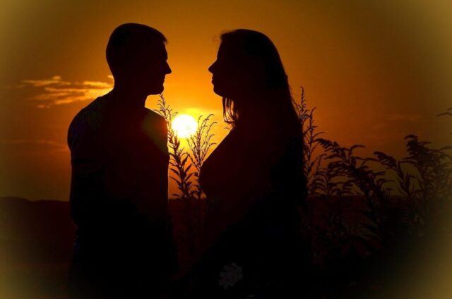 Photo by Cocodillaa.com pair, love, sunset, silhouettes, nature, kiss