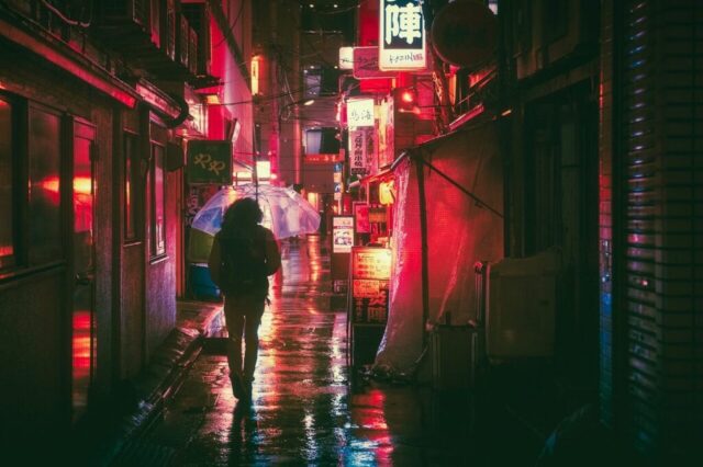 japan, nature, osaka, night, asia, landmark, travel, japanese, architecture, city, building, tourist, outdoor, street food, street markets, neon, glow, advertising, urban, man, guy, people, traveller, adventure, rain, umbrella