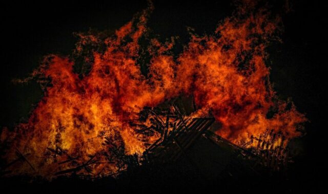 fire, flame, bonfire, campfire, dark, night, black fire