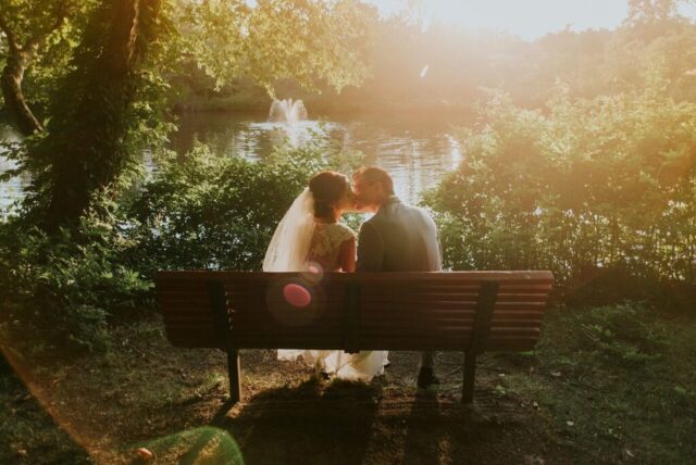 Photo by Cocodillaa.com marriage, wedding, couple, love, man, woman, people, kiss, bench, trees, nature, sunshine, sunlight, water, brown love, brown water, brown wedding, brown sunshine, brown kiss, wedding, wedding, wedding, wedding, wedding, couple, kiss, kiss