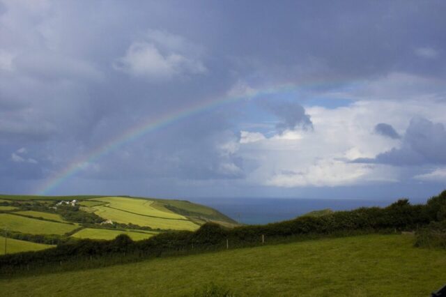 Photo by Cocodillaa.com rainbow, sea, view, summer, coast, nature, pasture, blue rainbow