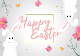 happy easter, easter, nature, rabbit, flowers, message, eastercollection