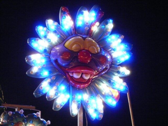 neon light, lighting, clown, lights, bright, neon, folk festival, fair, carousel, showman, fixed