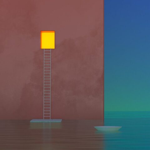 sea level, ocean, building, drifting, boat, nature, 3d, ladder