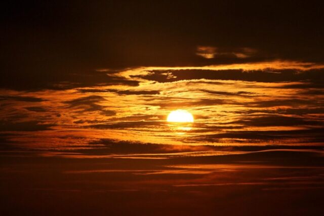 sunset, sky, clouds, orange sky, setting sun, sunrise, dusk, dawn, twilight, nature, skyscape, cloudscape, sun