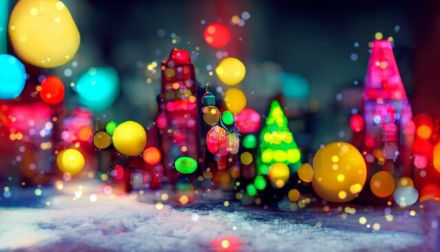 christmas, illumination, neon, neon light, bokeh, light, colorful, vivid, blur, lighting, background