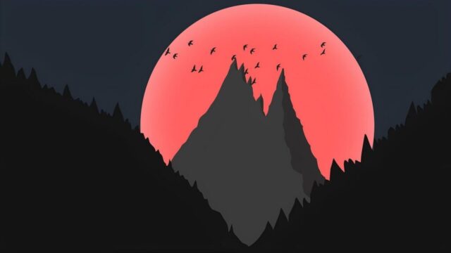 mountain, nature, moon, night, minimal, birds, landscape, everest