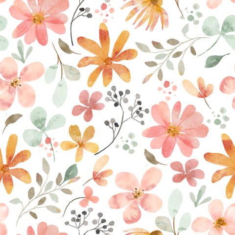 flowers, petals, leaves, floral, nature, print, pattern, design, vintage, watercolour, painted