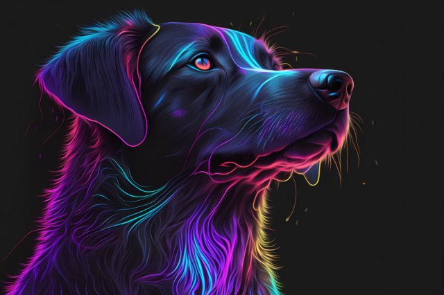 dog, neon lights, artwork, colorful, digital art, painting, wallpaper, background, glowing, vibrant, animal, pet, canine, fantasy, neon, glow, radiant, nature, luminous, unique, stylish