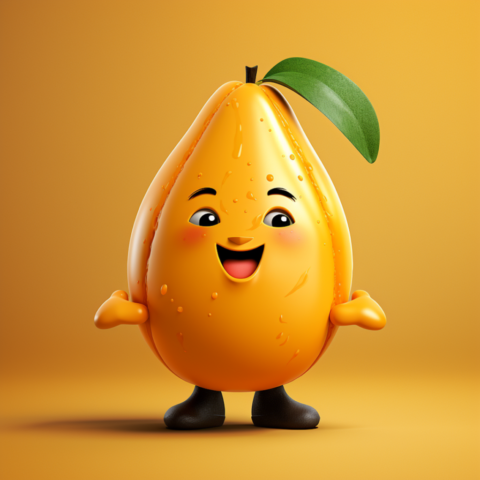 Photo by cocodillaa.com ai generated, mango, cartoon, happy, fruit, face, limbs, hands, feet, character, fantasy, portrait, mango, mango, mango, mango, mango