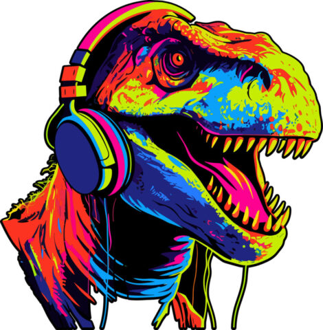 ai generated, dinosaur, t-rex, headphones, music, neon, colours, ai generated, dinosaur, t-rex, t-rex, t-rex, t-rex, t-rex, headphones, music
