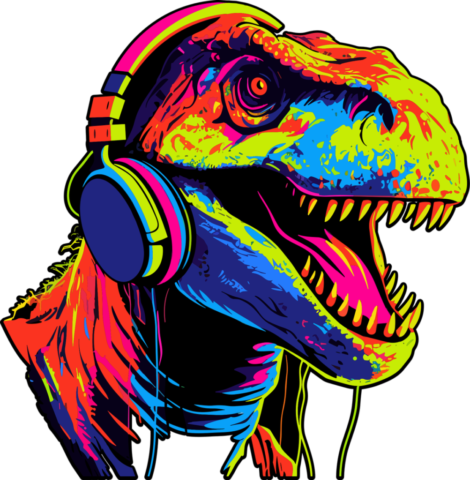 ai generated, dinosaur, t-rex, headphones, music, neon, colours, ai generated, dinosaur, t-rex, t-rex, t-rex, t-rex, t-rex, headphones, music