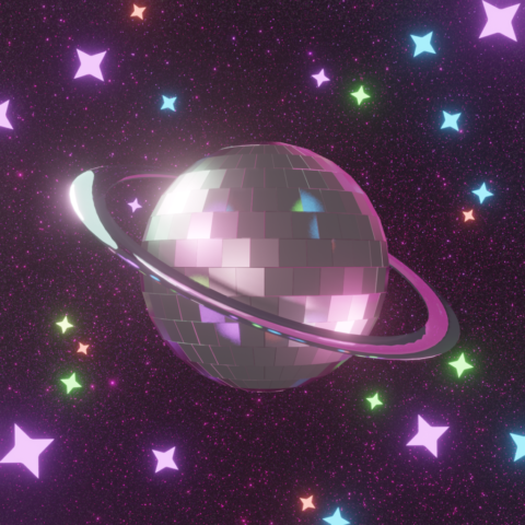 space, saturn, disco ball, night sky, disco, colorful, cosmos, sky, stars, fantasy, planet, universe, galaxy, imagination, nature, world, sparkles