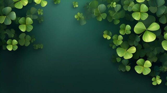ai generated, clovers, st patrick's, copy space, ireland, minimalist, minimal, dark, nature, background