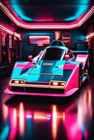 car, auto, race, sport, neon, garage, car wallpapers, colorful