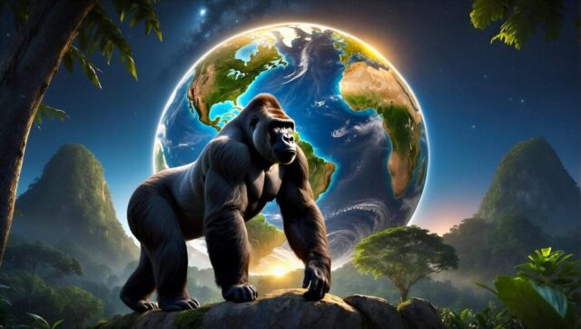 Photo by Cocodillaa.com ai generated, gorilla, rainforest, ape, habitat, wildlife, earth day