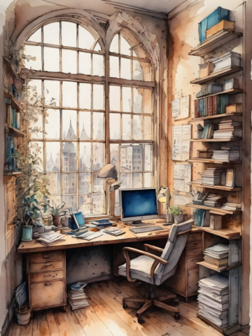 office, computer, minimal, business, laptop, ai created, indoors, workspace