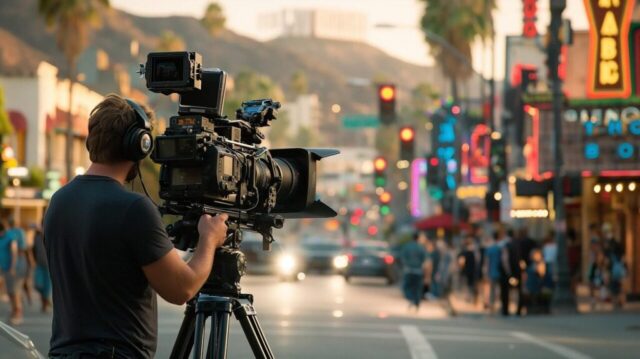 Photo by Cocodillaa.com ai generated, camera, filming, movie, camera operator, director, movie set, video, turn, road, movie, movie, movie, movie, movie, movie set